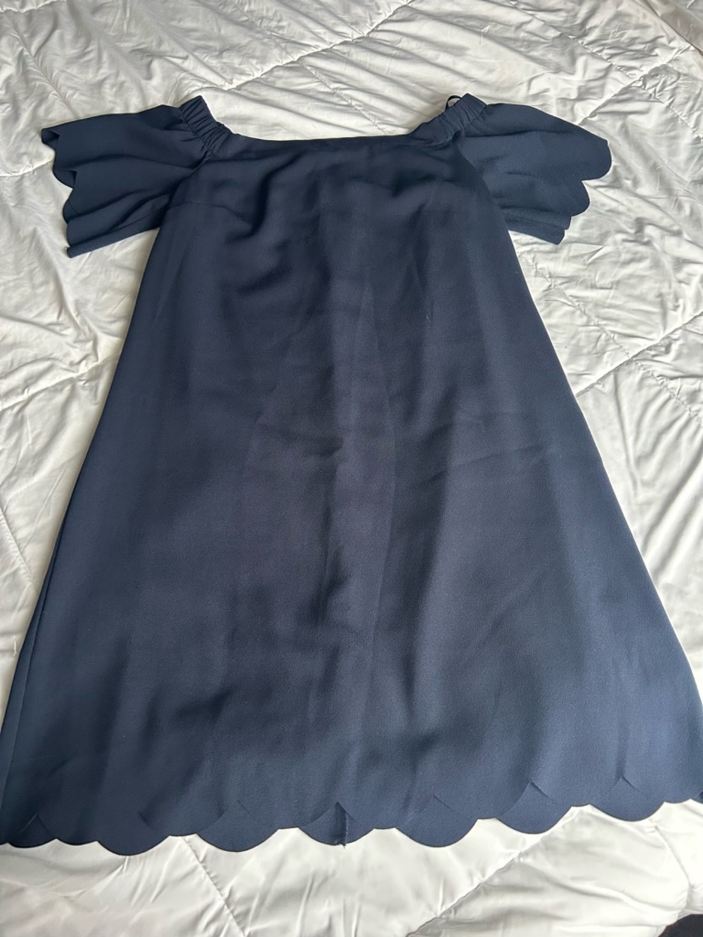Banana Republic Navy Off-Shoulder Scalloped Mini Dress